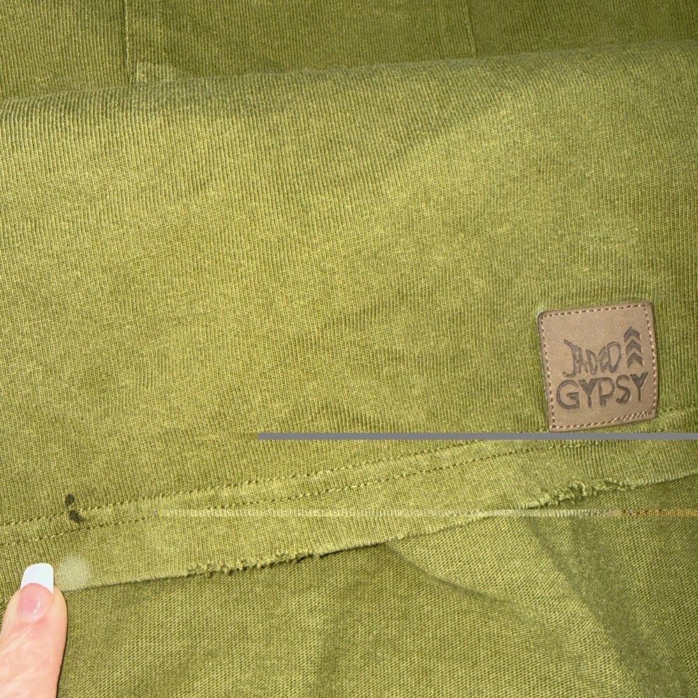 Jaded Gypsy Boho Festival Hippie Grunge Green Oversized Pocket Sweatshirt L/XL - Picture 7 of 15